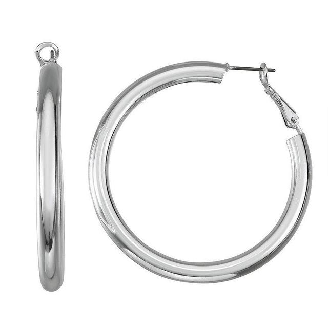 Nine West Tube Hoop Earrings, Womens, Silver Product Image