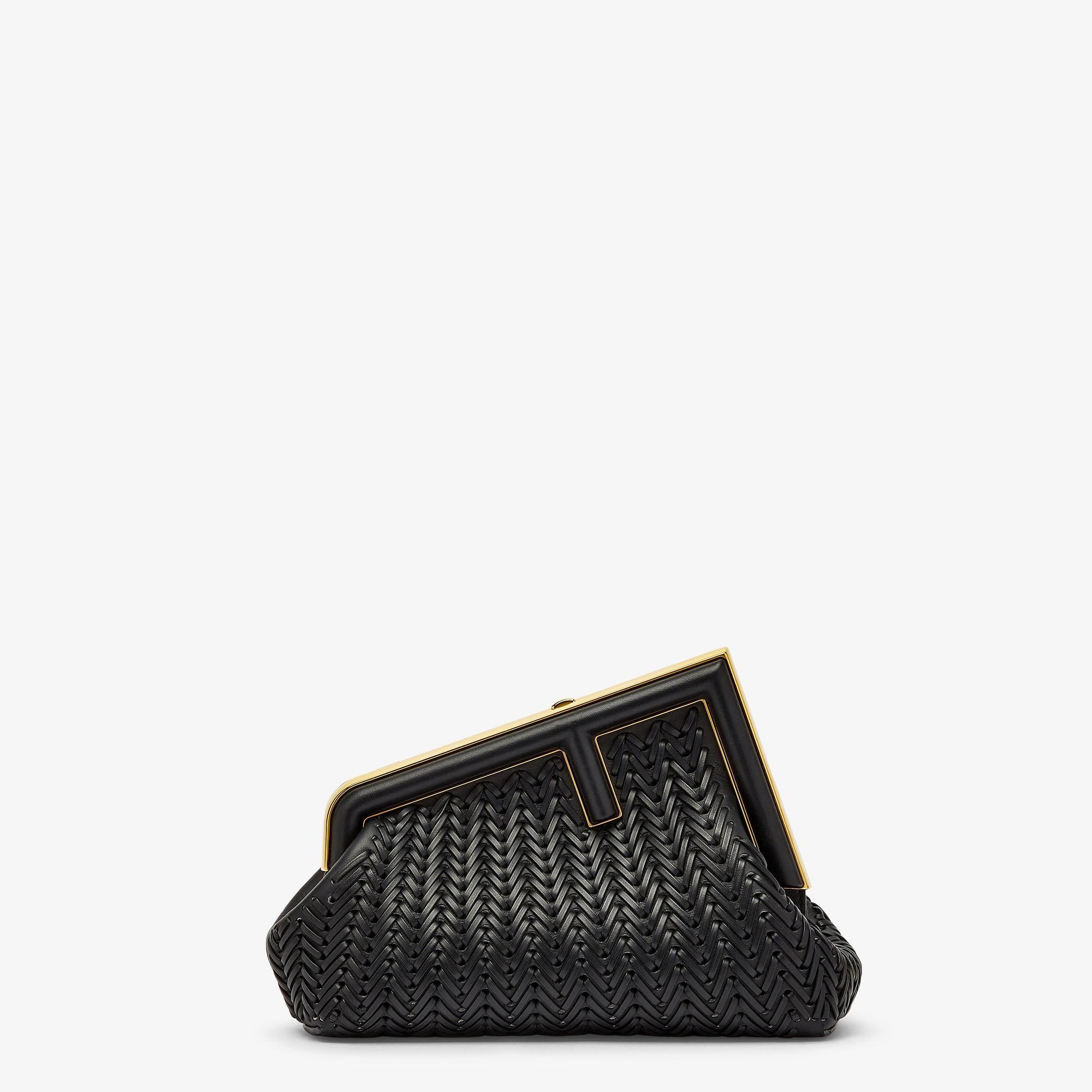 Fendi First SmallBlack interlaced leather bag Product Image