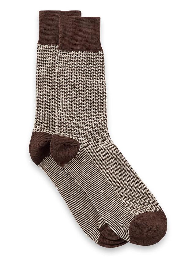 Houndstooth Cotton Blend Sock - Brown Product Image