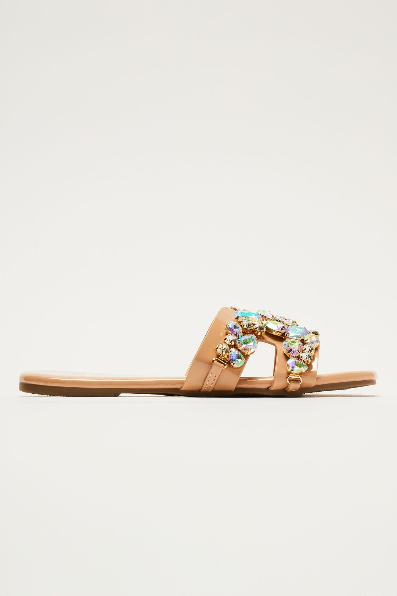 Jazzlyn Embellished Flat Sandals - Nude Product Image