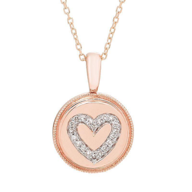 Diamond (1/16 ct. t.w.) Heart Pendant in 14k Yellow or Rose Gold Product Image