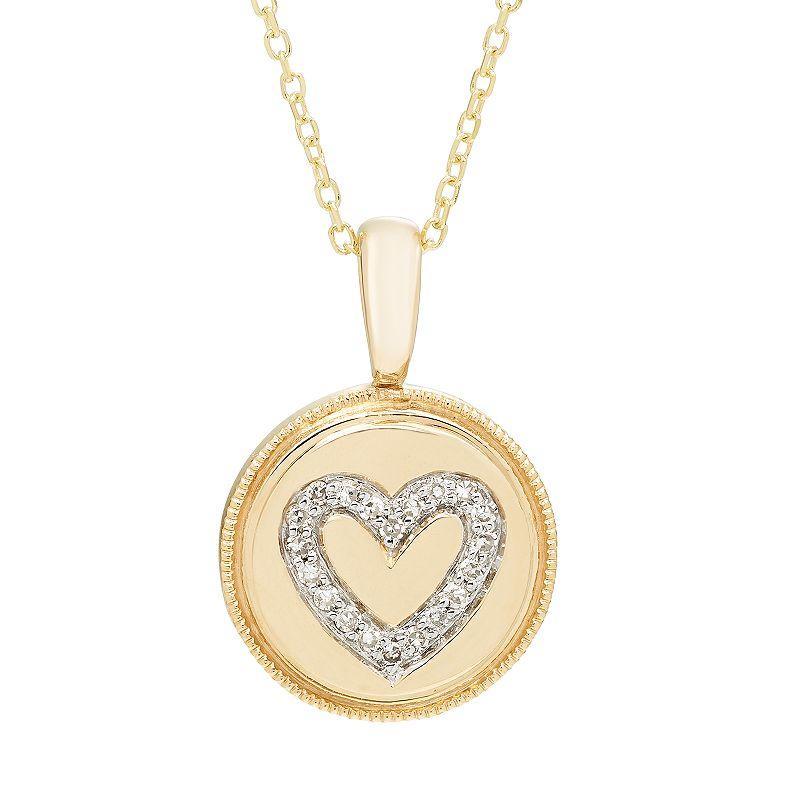 Diamond (1/16 ct. t.w.) Heart Pendant in 14k Yellow or Rose Gold Product Image