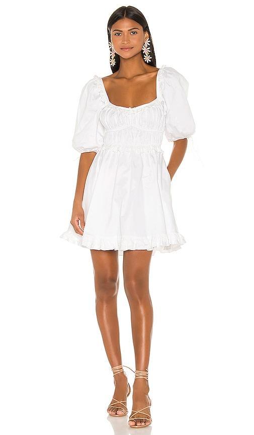 For Love & Lemons Jackson Mini Dress in White. Product Image