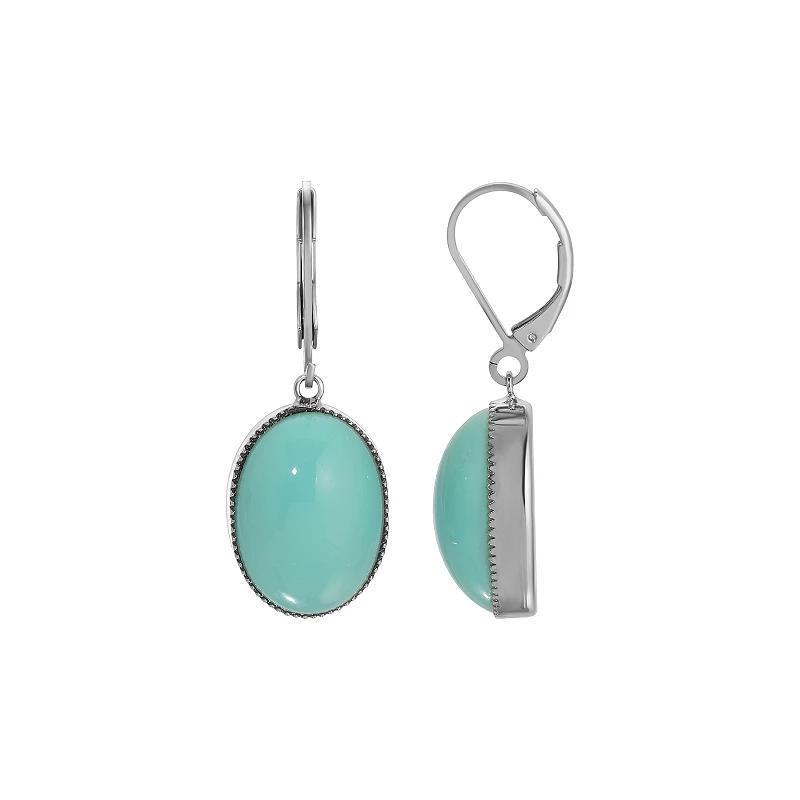 1928 Silver Tone Simulated Turquoise Drop Earrings, Womens Product Image