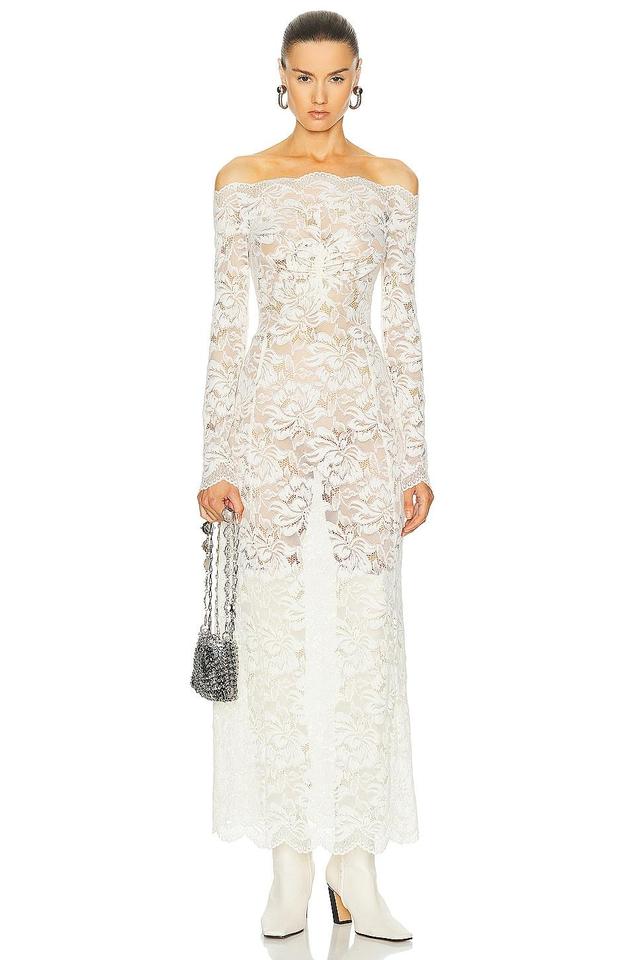 RABANNE Stretch Lace Dress Ivory. (also in ). Product Image