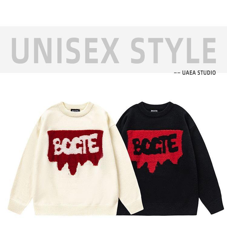 Couple Matching Round Neck Lettering Sweater Product Image