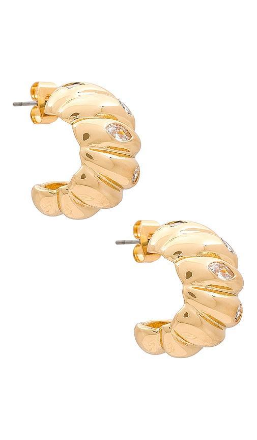Womens 18K Gold-Plated & Cubic Zirconia Crescent Huggie Hoops Product Image