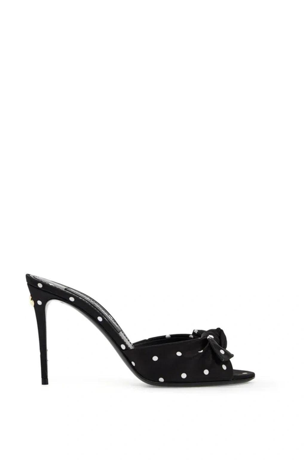 DOLCE & GABBANA Polka Dot Satin Bow Mule Sandals In Stampa product image