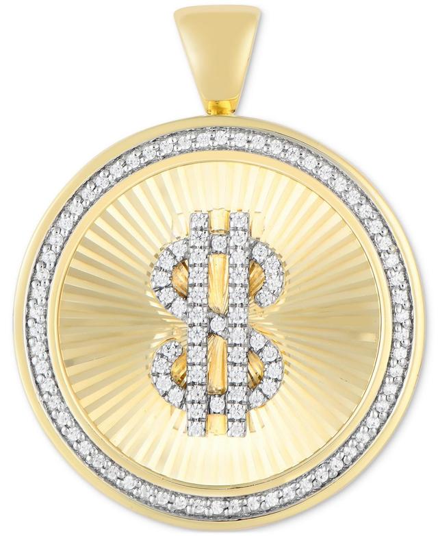 Mens Diamond Dollar Sign Disc Pendant (3/8 ct. t.w.) in 10k Gold Product Image