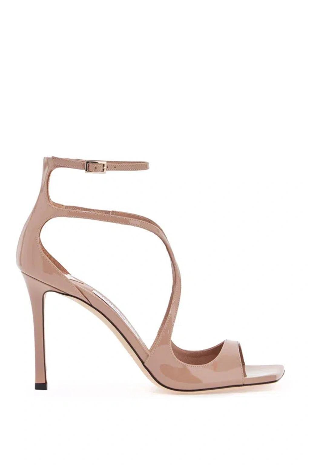 JIMMY CHOO Patent Leather Azia 95 Sandals In Neutro Product Image