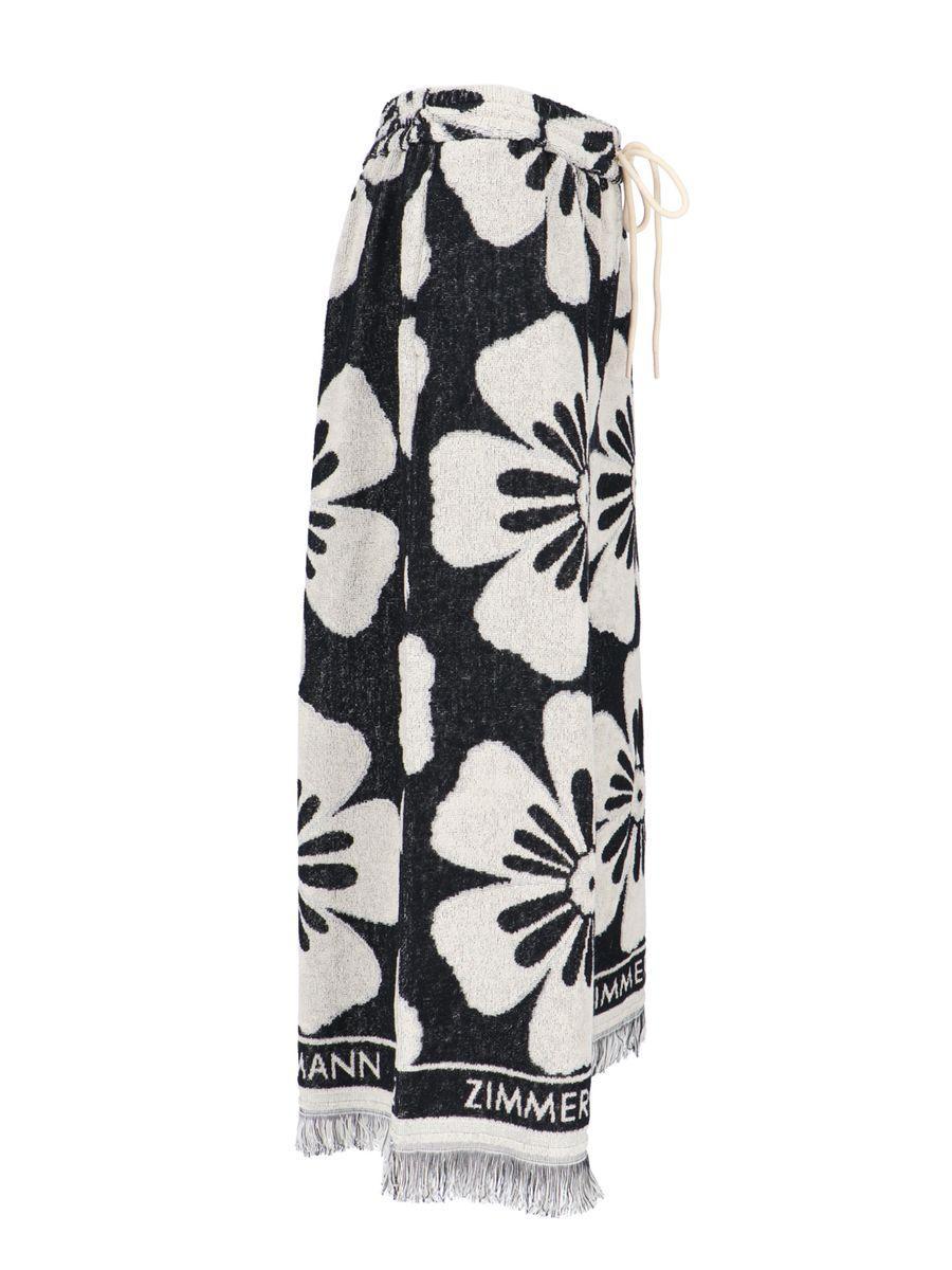 ZIMMERMANN Logo Embroidered Towelling Trousers In Negro Product Image