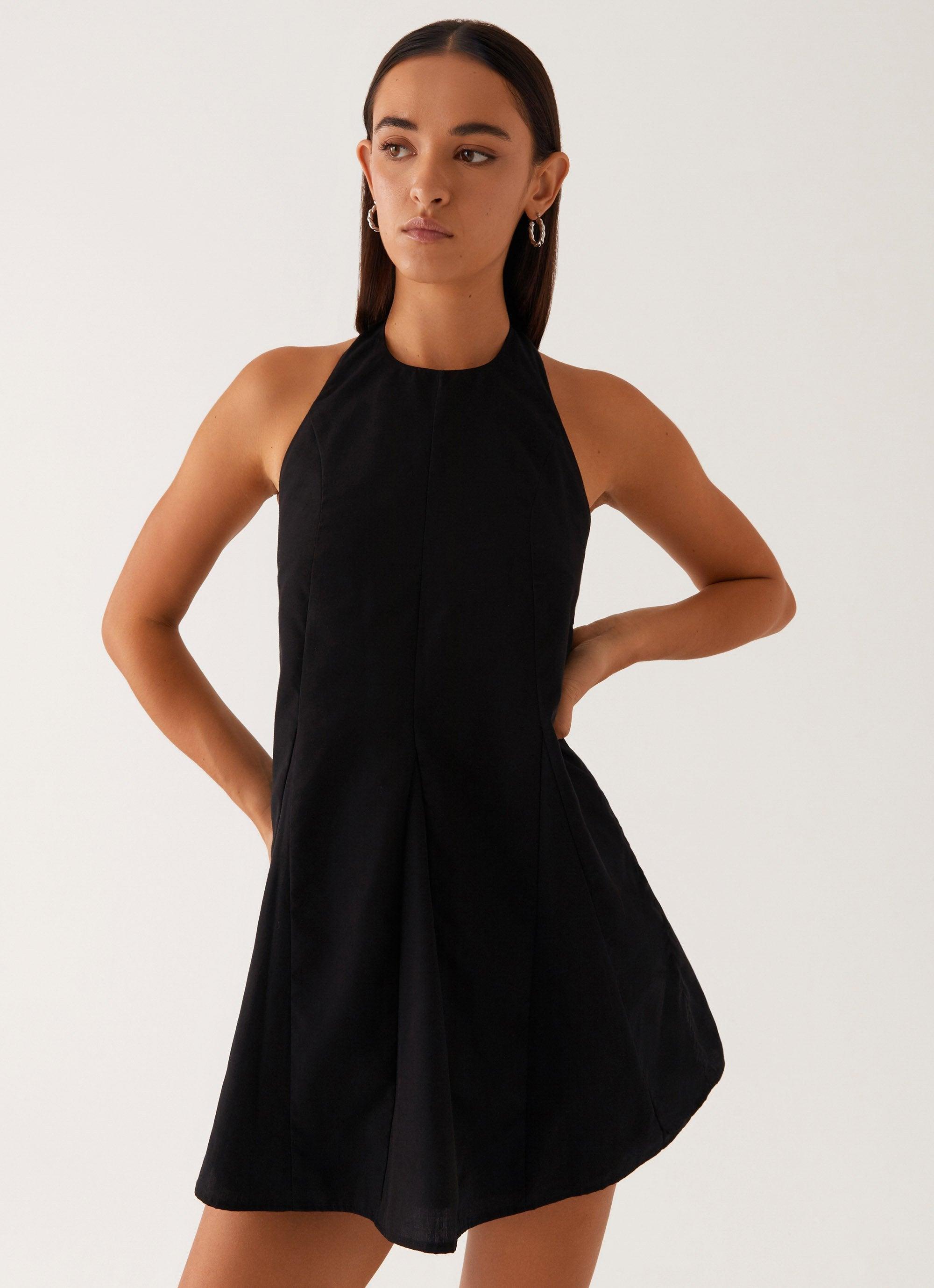 Avalon Halterneck Mini Dress - Black Product Image