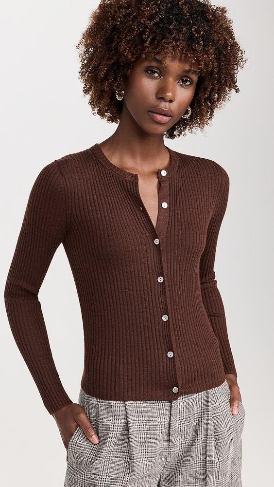 Vince Ribbed Snap Front Cardigan | Shopbop Product Image