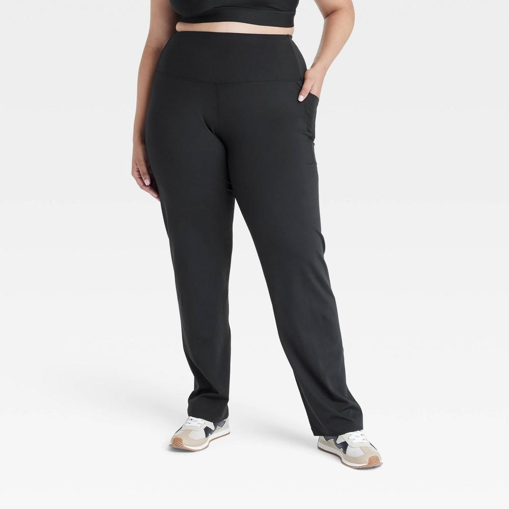 Womens Dynamic Flex High-Rise Pocketed Straight Leg Pants - All In Motion Black 1X Product Image