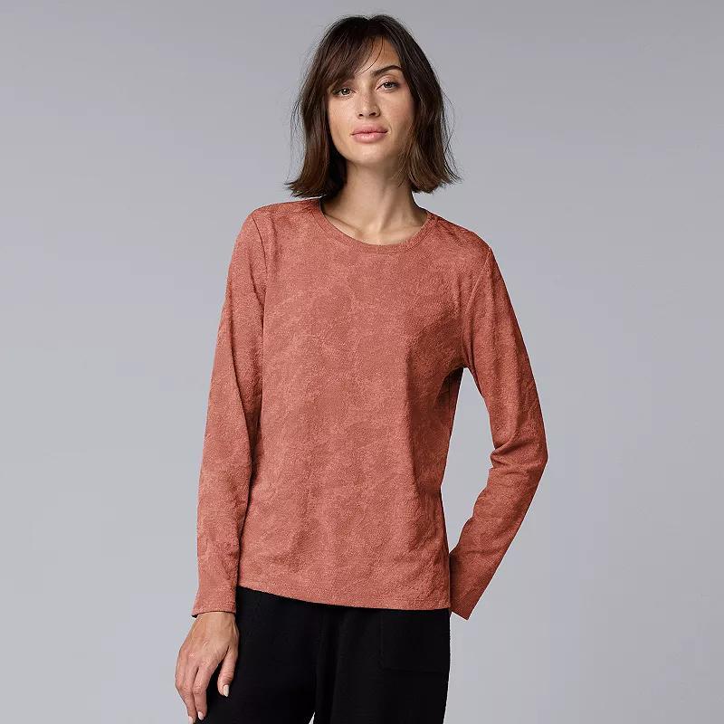 Womens Simply Vera Vera Wang Long Sleeve Crew Neck Tee Dark Orbit Grey Product Image