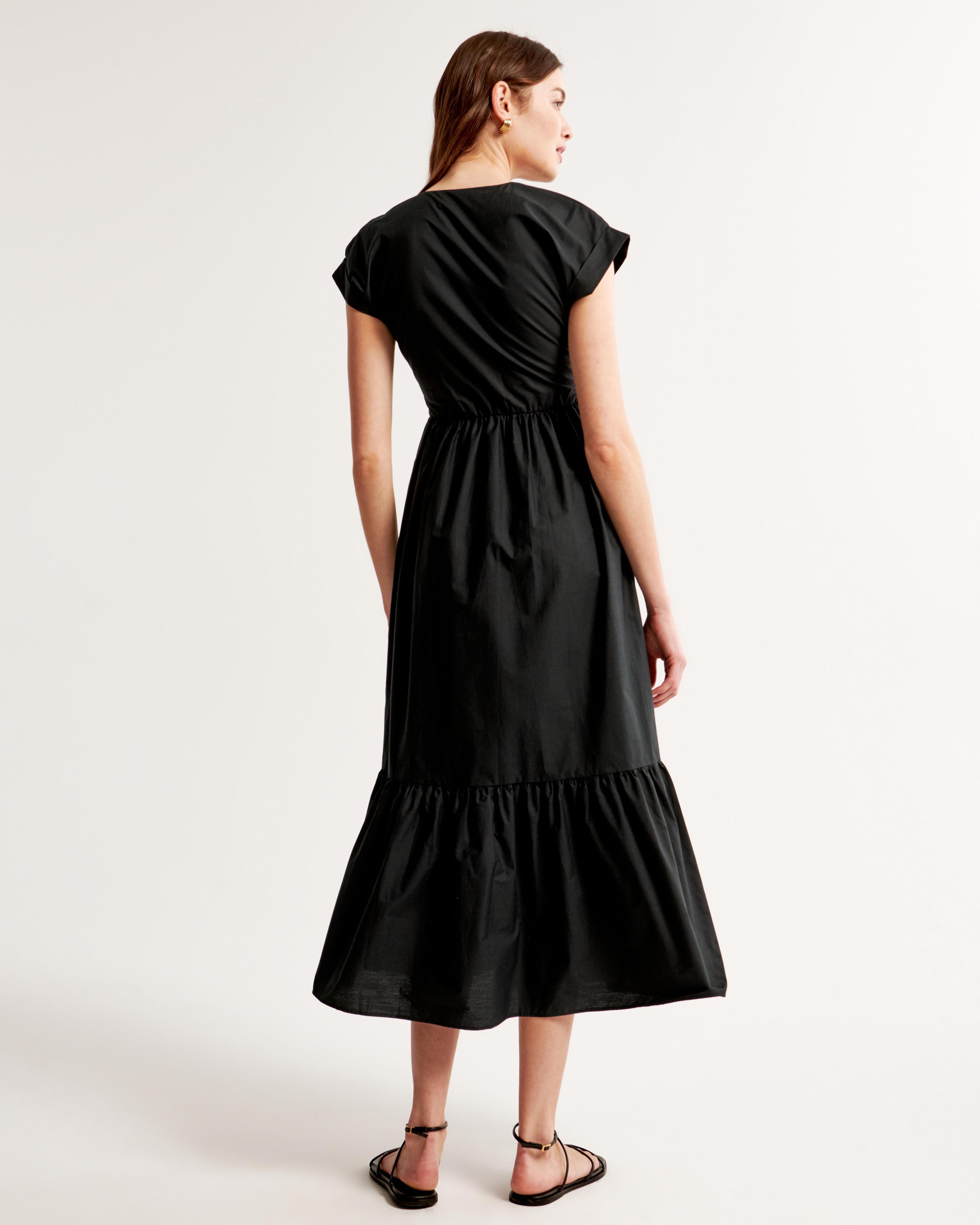 Cinch-Front Poplin Midi Dress Product Image