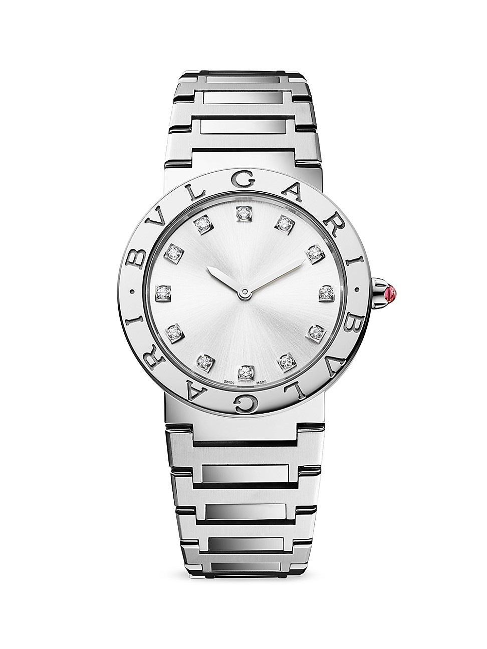 Womens BVLGARI BVLGARI LADY Stainless Steel & Diamond Bracelet Watch Product Image