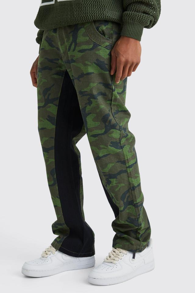 Straight Leg Colour Block Camo Trouser | boohooMAN USA Product Image