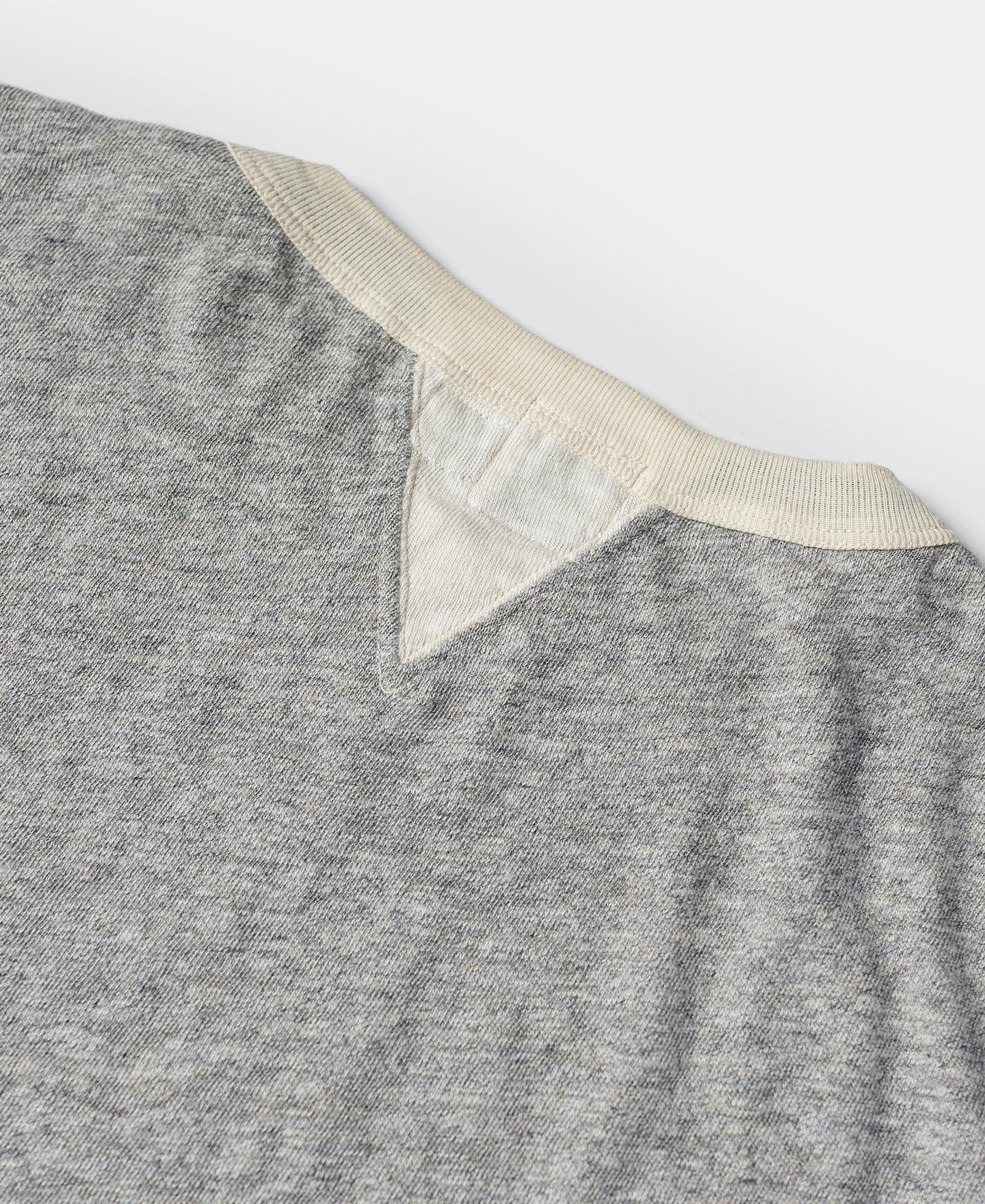 Slub Cotton Printing Boat Neck Gusset T-Shirt - Gray Product Image