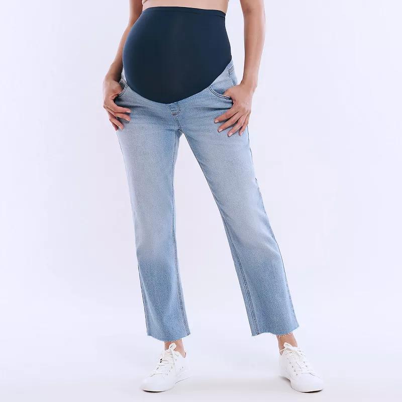 Maternity Motherhood Slim Straight Jeans, Womens Light Blue Product Image