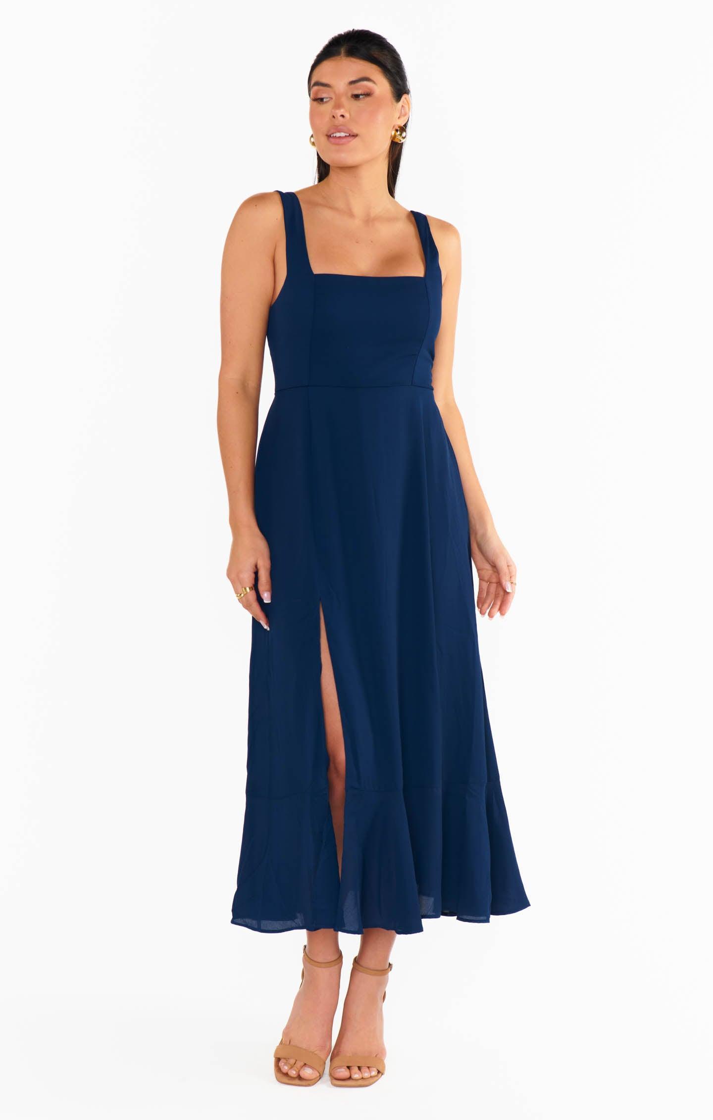 Claire Midi Dress ~ Rich Navy Crisp Product Image