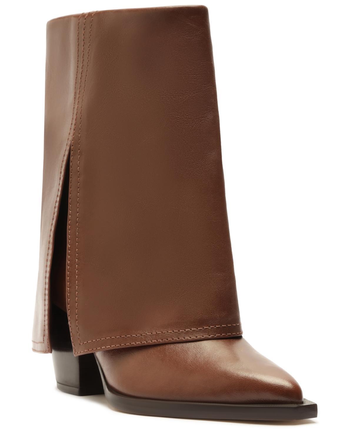 Arezzo Womens Bianca Mid-Block Leather Boots Product Image