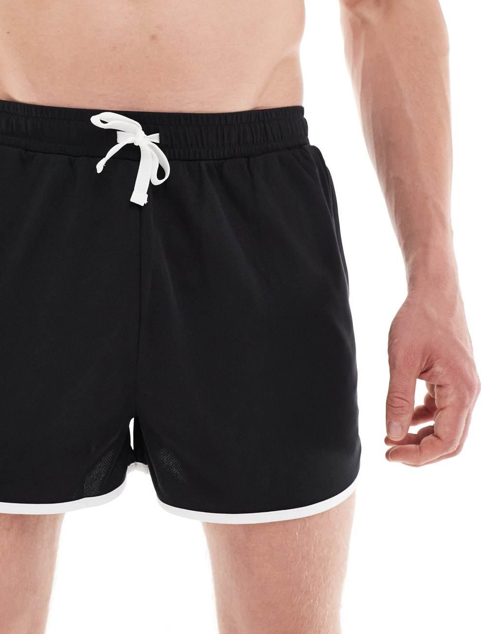 ASOS 4505 retro running 3" mesh shorts in black Product Image