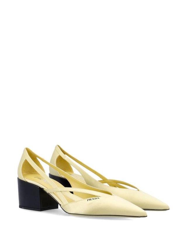 55mm Satin Cut-out Pumps In Yellow Product Image