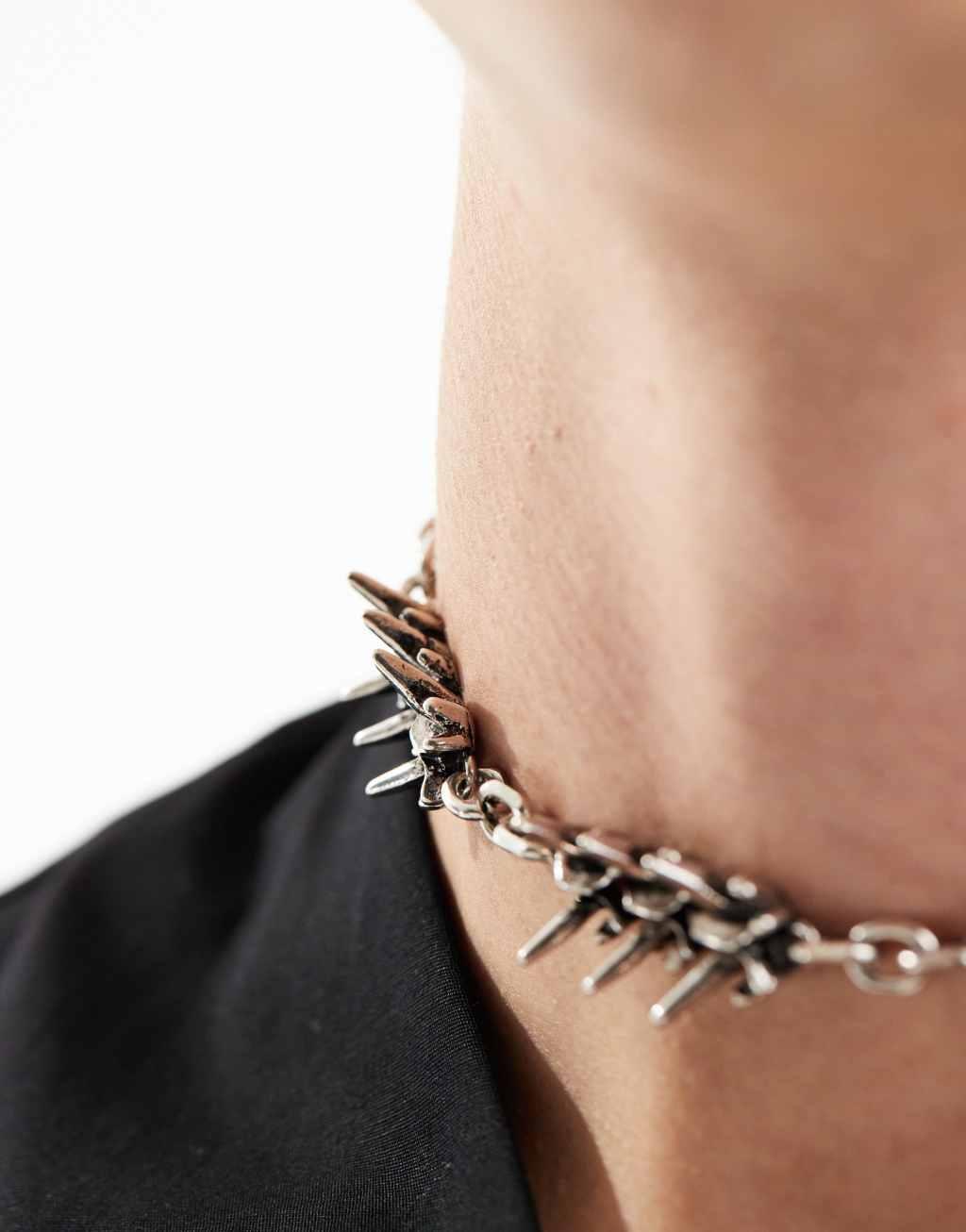 ASOS DESIGN vertebrae chain necklace in burnished silver tone Product Image