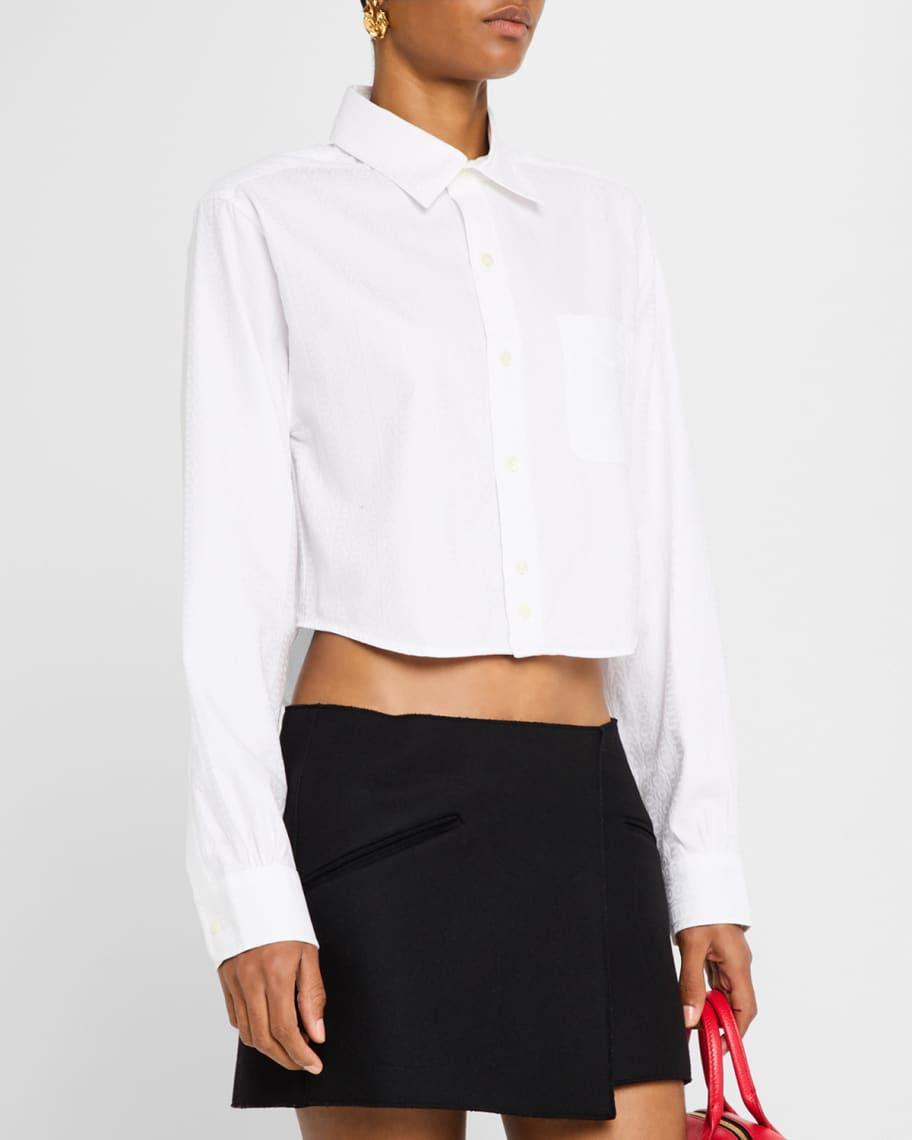 Logo-Jacquard Crop Button-Down Femme Shirt Product Image