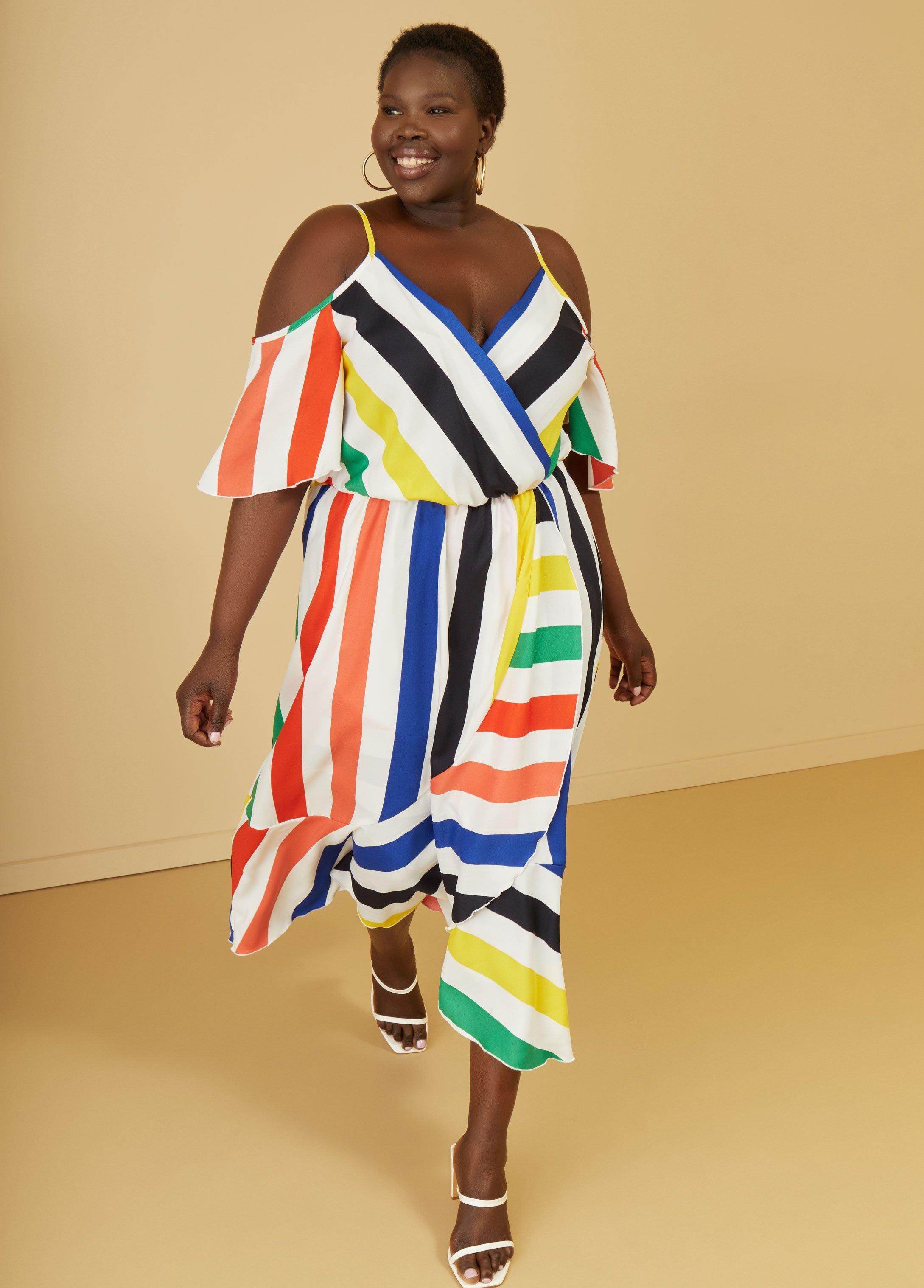 Striped Faux Wrap Maxi Dress Product Image