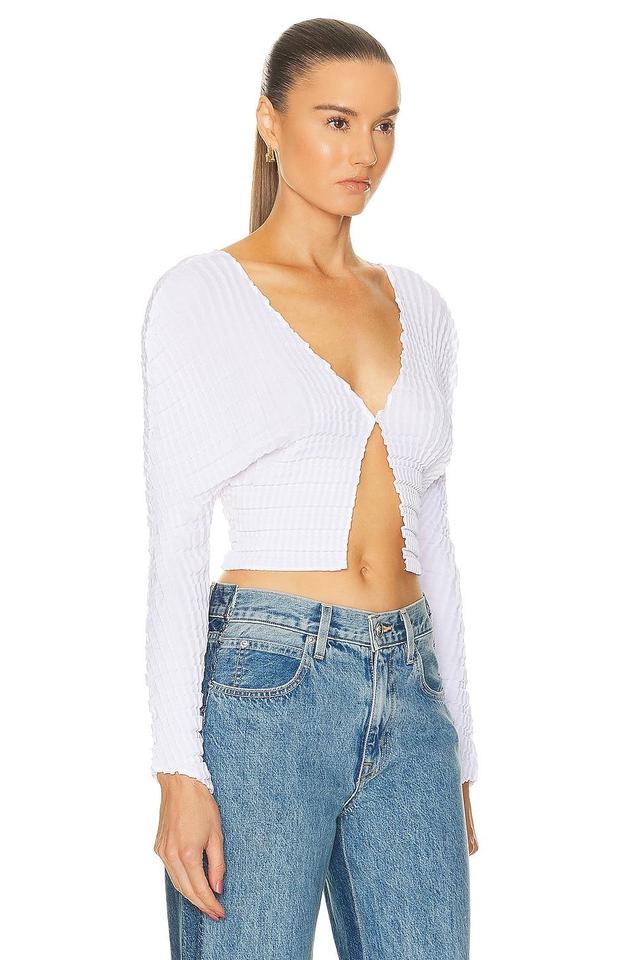 Sid Neigum Cropped Knife X Box Pleated Cardigan in White Product Image