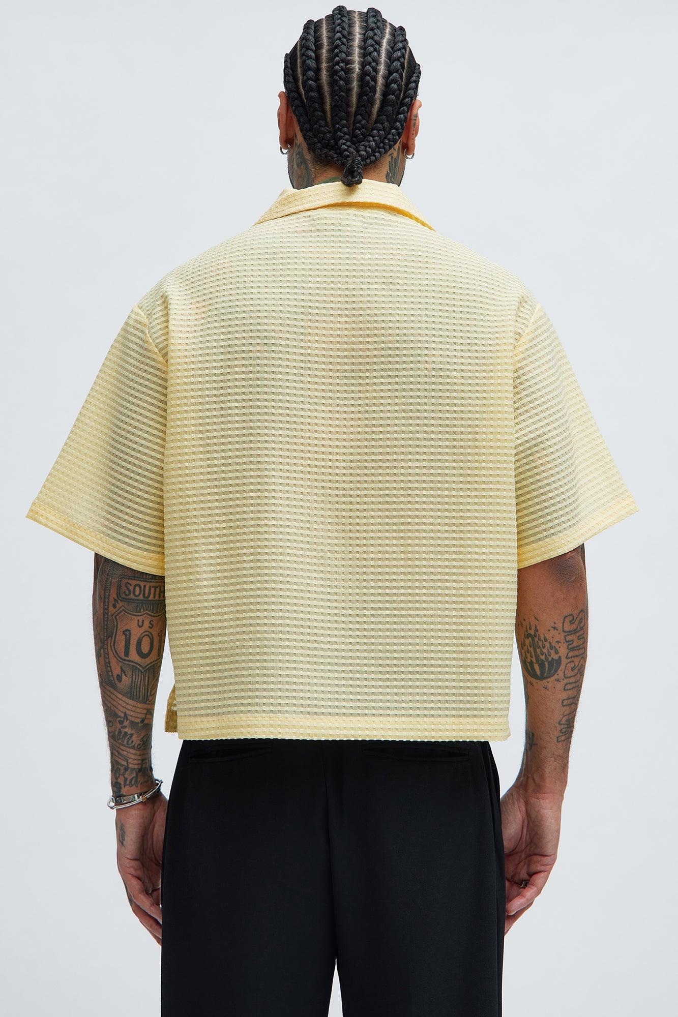 Michael Textured Cropped Shirt - Yellow Product Image