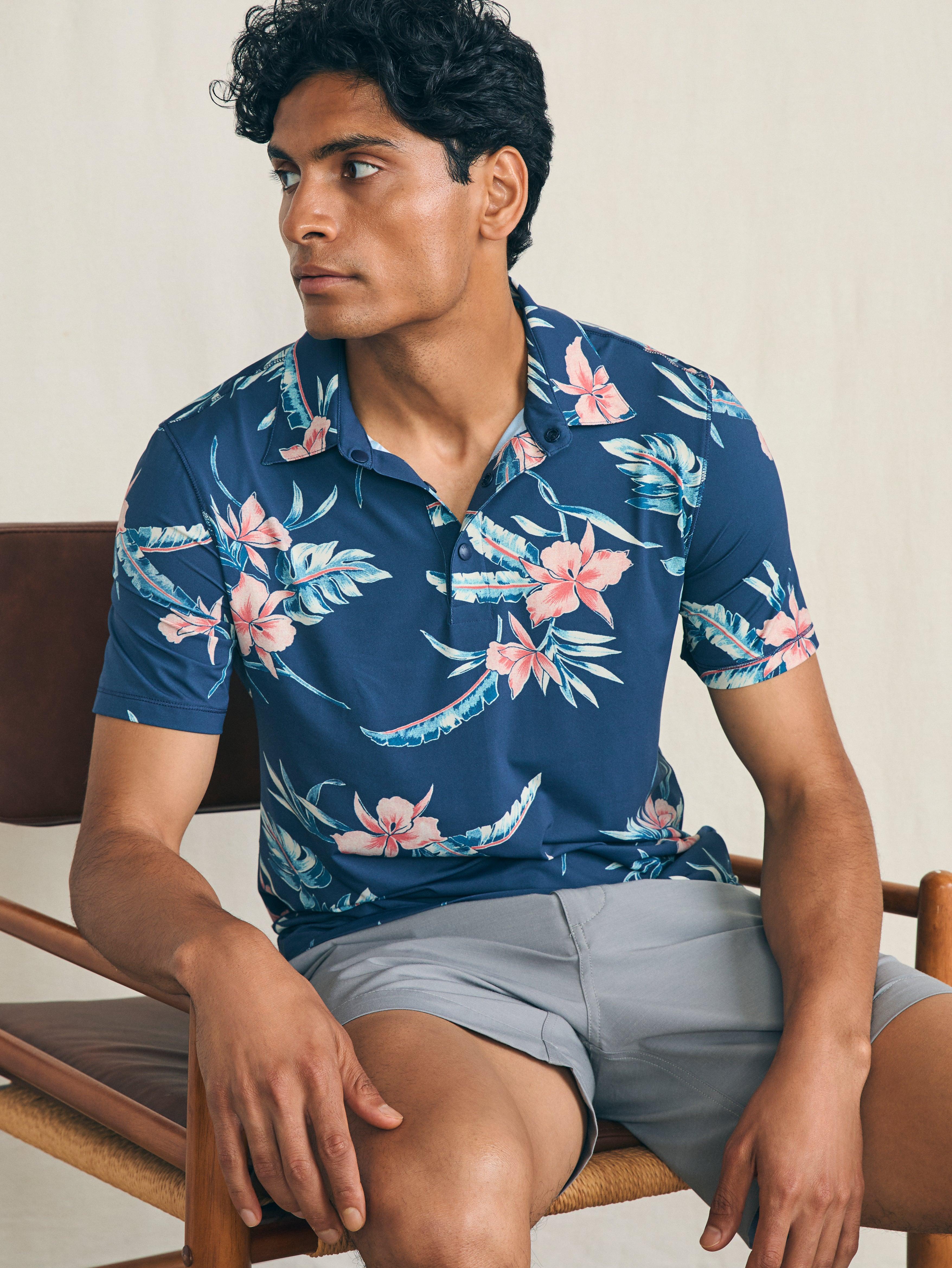 Shorelite Short-Sleeve Tech Polo - Navy Island Orchid Male Product Image