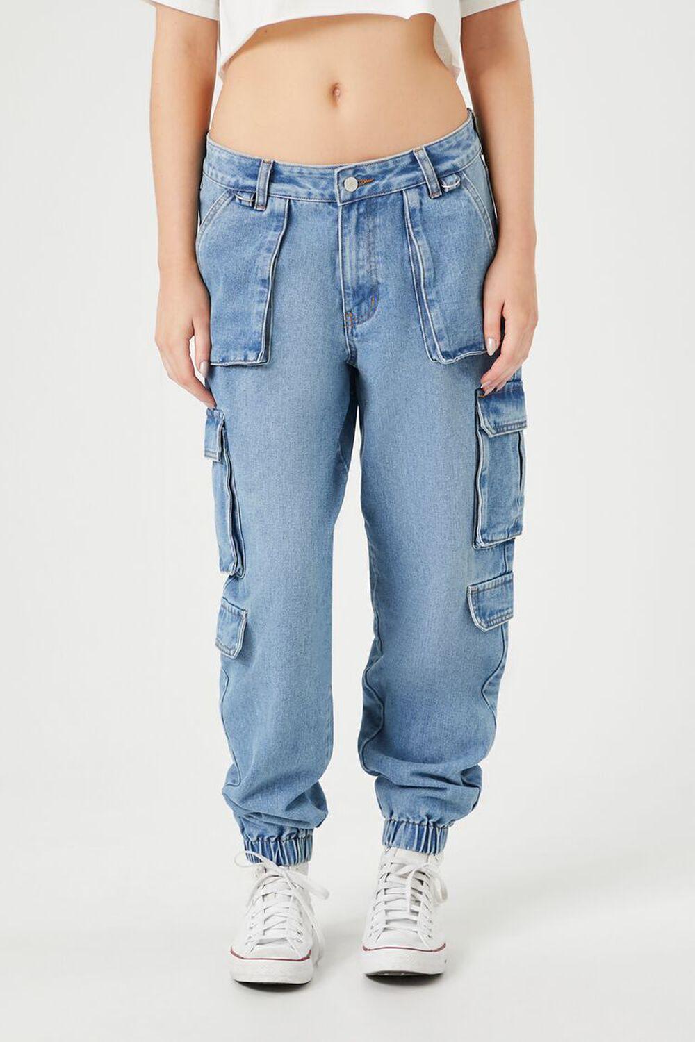 Stretch-Denim Cargo Joggers | Forever 21 Product Image