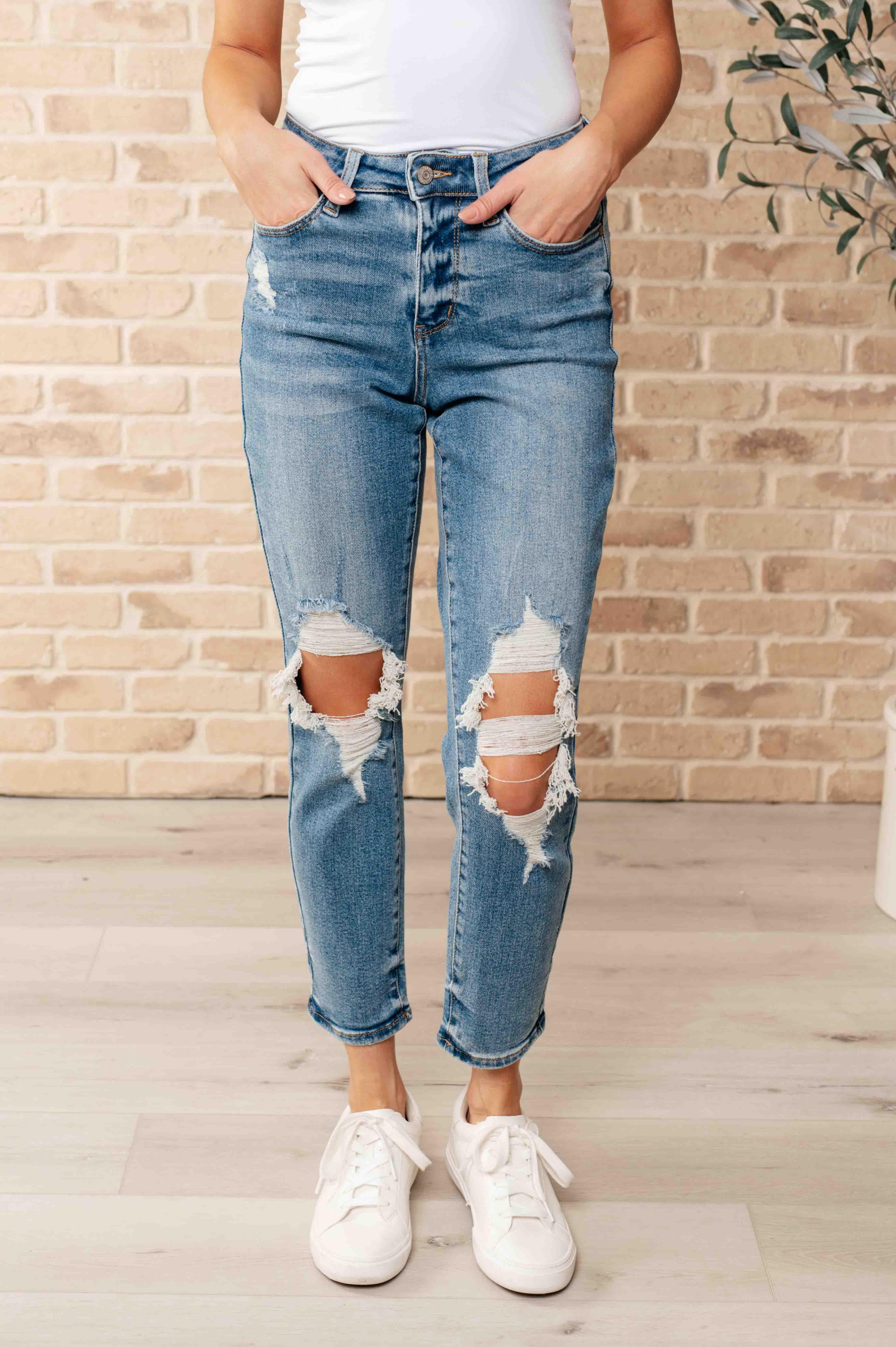 Frankie High Waist Distressed Boyfriend Jeans Female product image