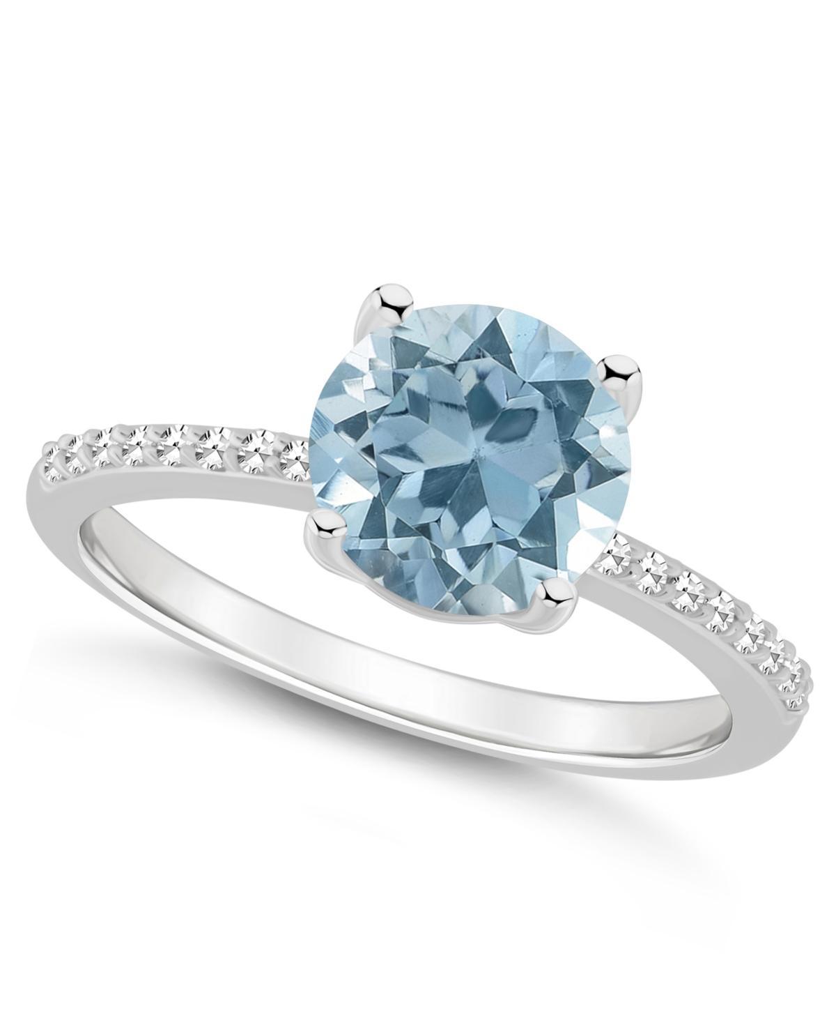 Alyson Layne Sterling Silver 8 mm Round Gemstone & 1/10 Carat T.W. Diamond Ring, Womens, Blue Product Image