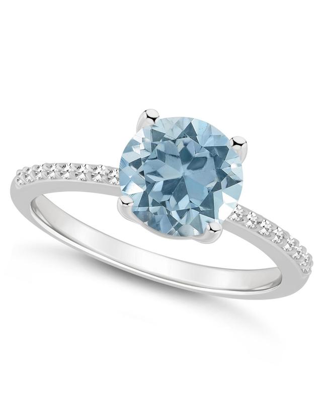 Alyson Layne Sterling Silver 8 mm Round Gemstone & 1/10 Carat T.W. Diamond Ring, Womens, Blue Topaz Product Image