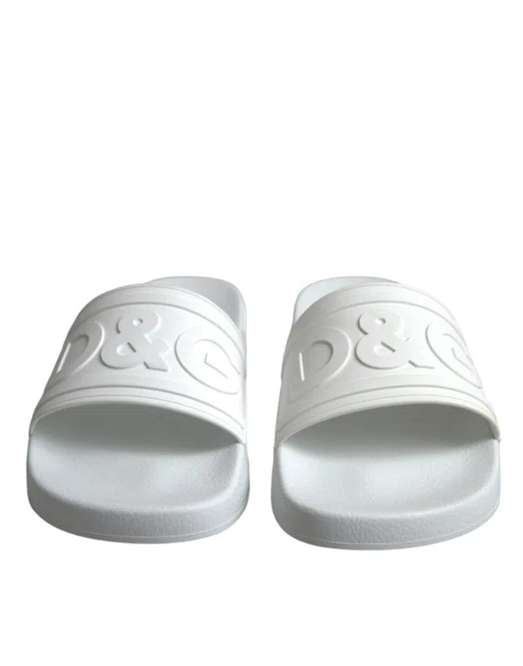 White Rubber Slides Sandals Beachwear Men's Shoes Product Image