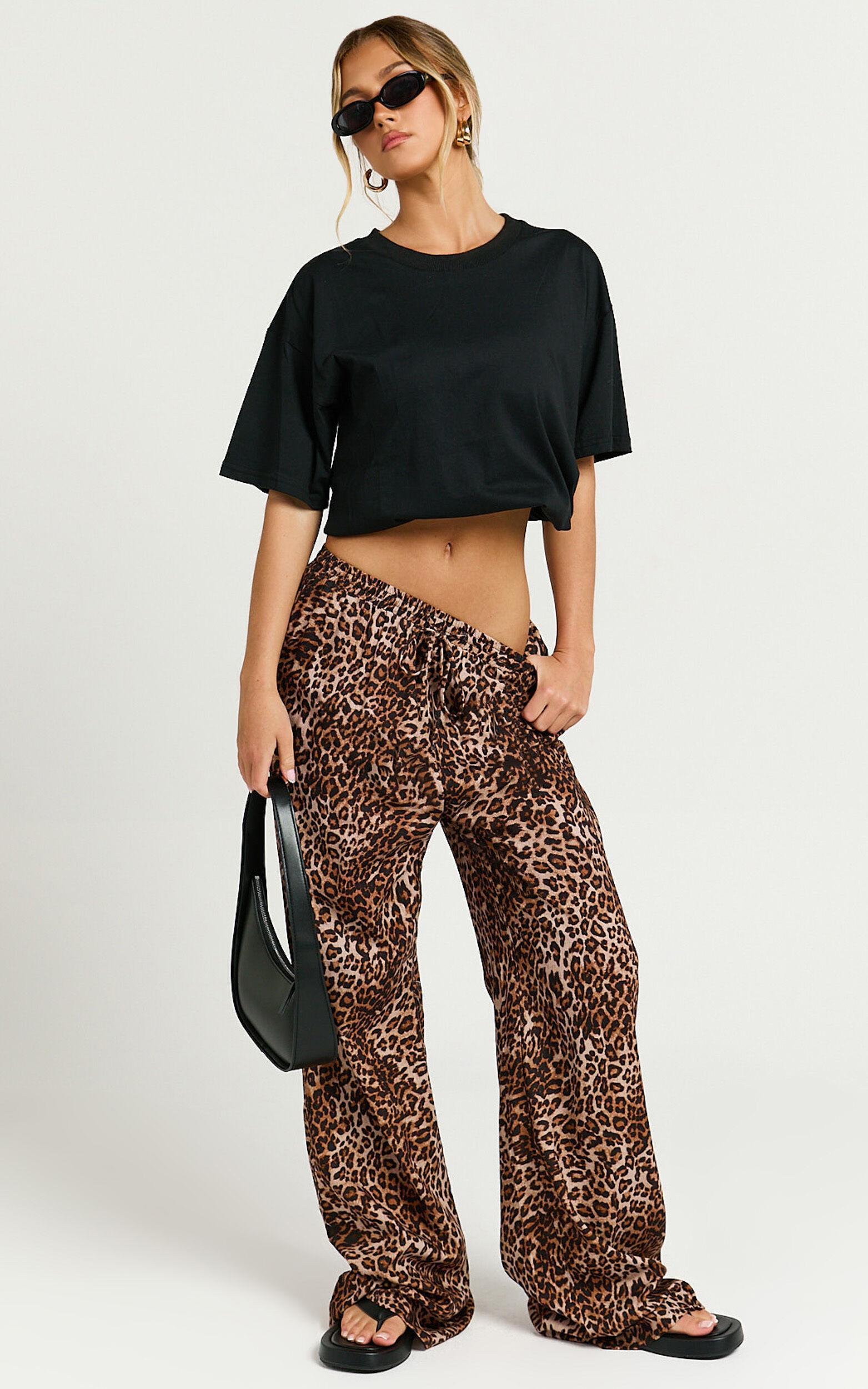 Lopez Pants - Elasticated Straight Leg Pants in Tonal Leopard Print Product Image