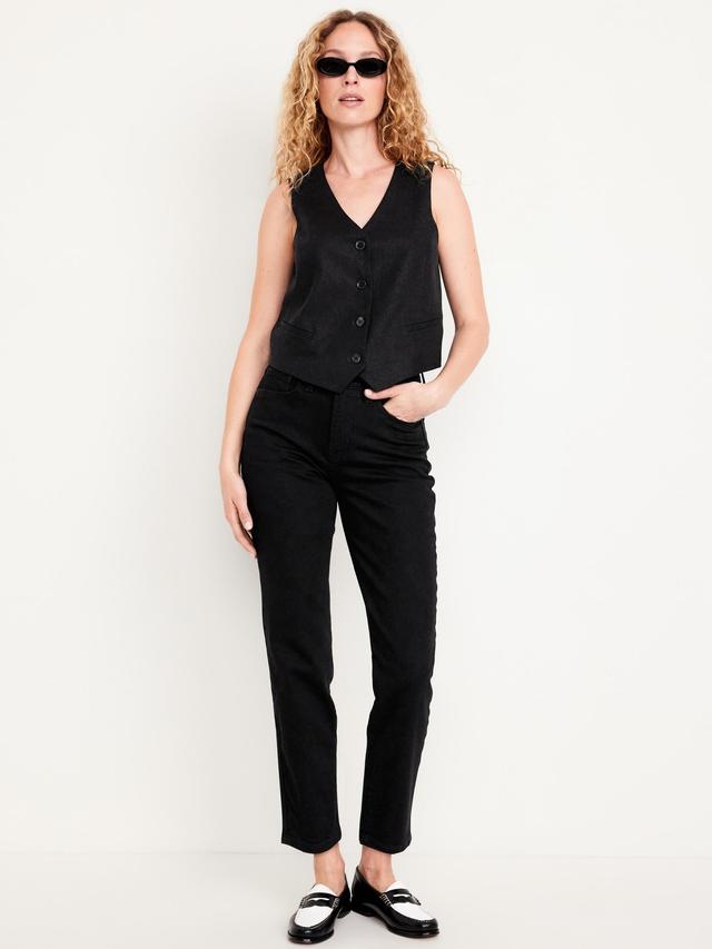 Old Navy High-Waisted OG Straight Black Jeans for Women - Black Jack - female - Size: 14 Product Image