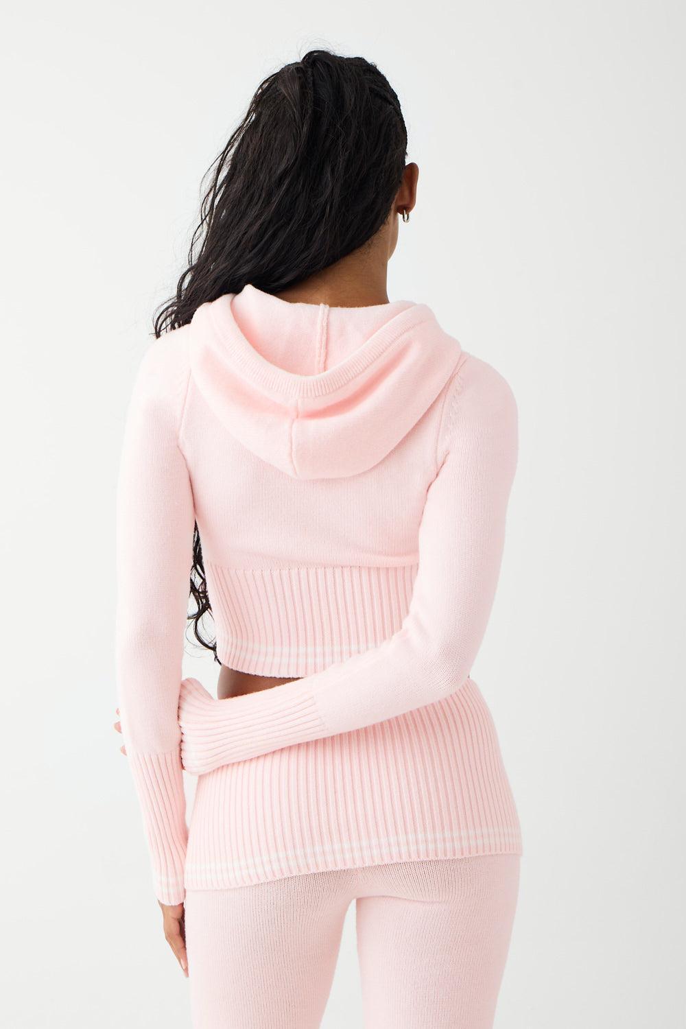 Aimee Cloud Knit Zip Up Hoodie - Rosebud Pink Product Image