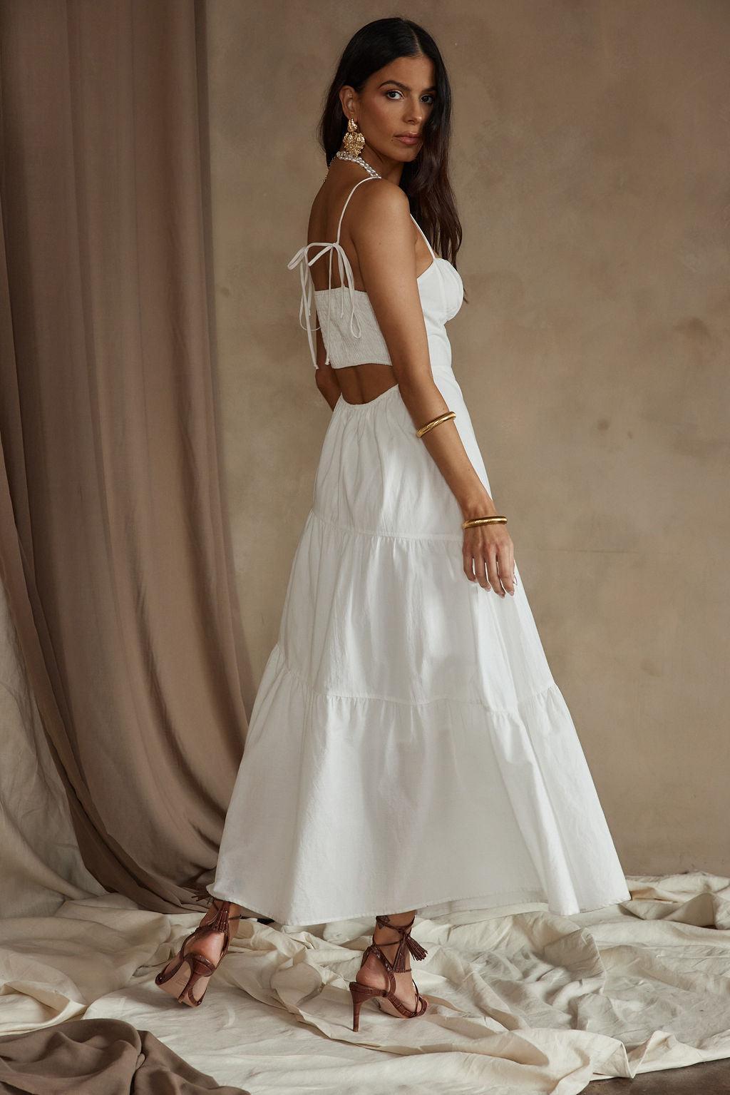 Magnolia White Linen Maxi Dress Product Image