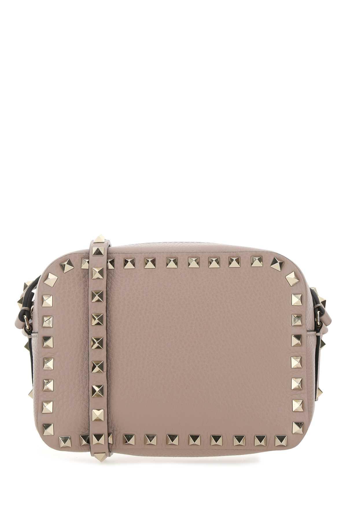 VALENTINO GARAVANI Antiqued Pink Leather Rockstud Crossbody Bag Product Image