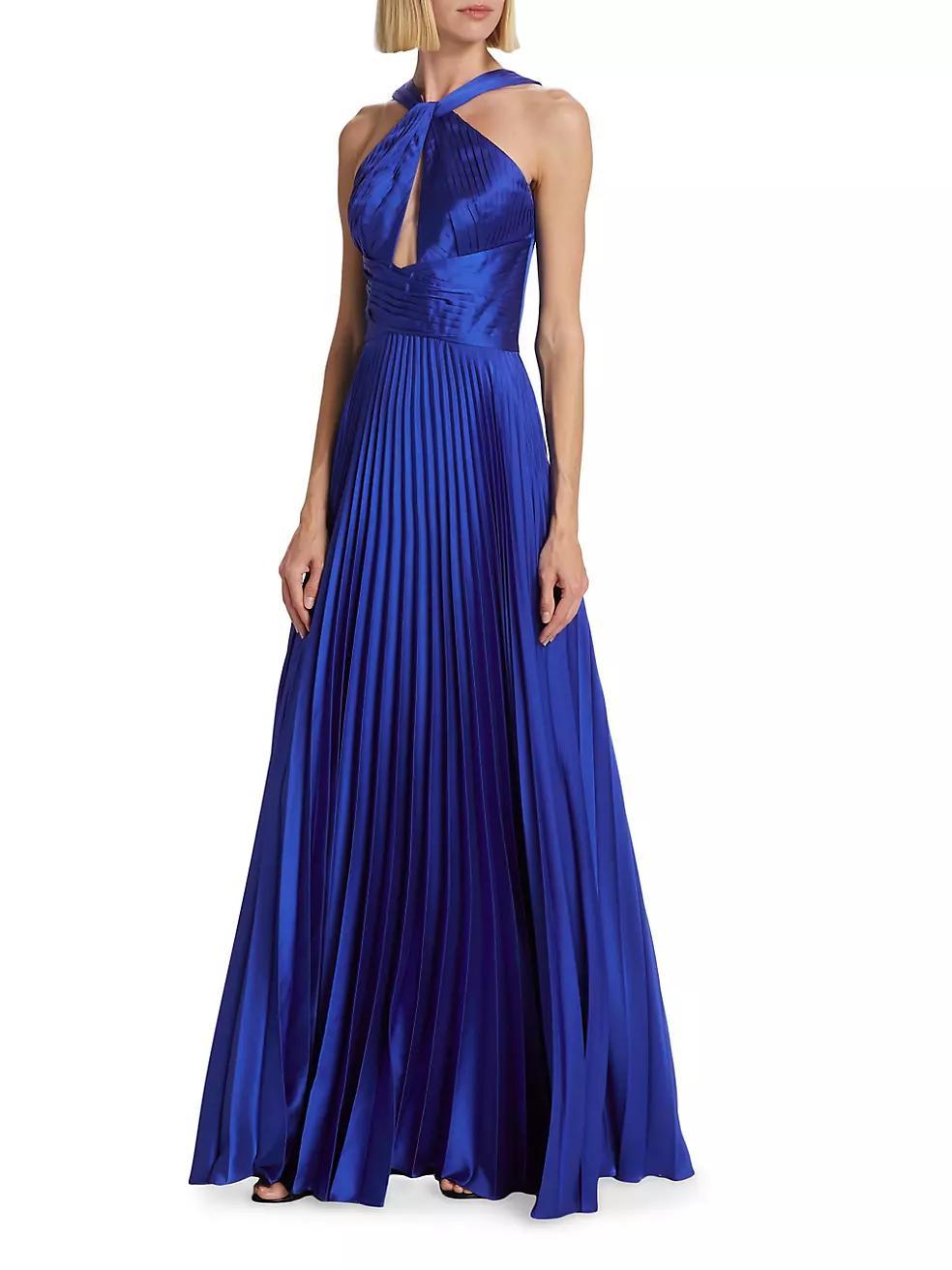 Pleated Satin Halter Gown Product Image