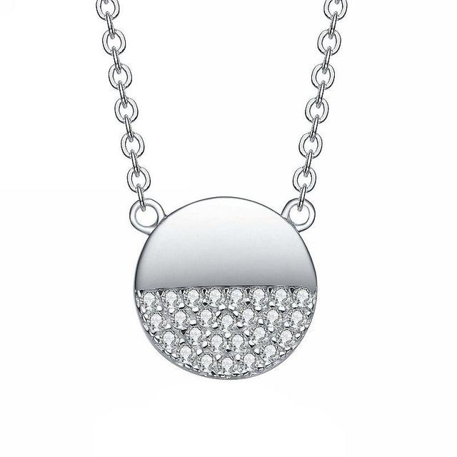 Sterling Silver Cubic Zirconia Round Pendant Necklace, Womens Product Image