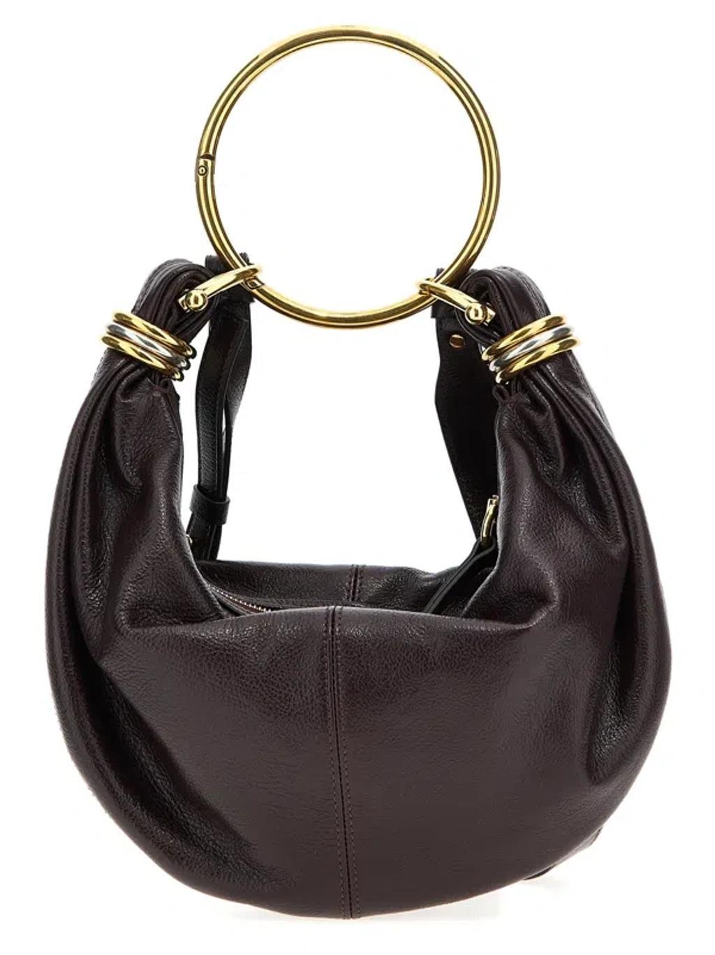 Small Leather Bracelet Top-handle Bag In Black Product Image