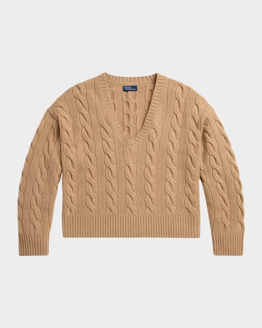 Cable-Knit Wool-Cashmere V-Neck Sweater product image