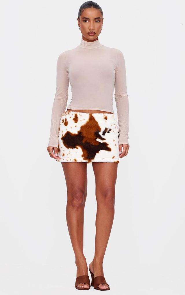 Cow Print Faux Fur Micro Mini Skirt Product Image