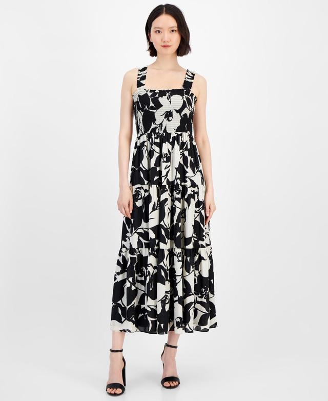 Women's Floral-Print Smocked Midi Dress Product Image